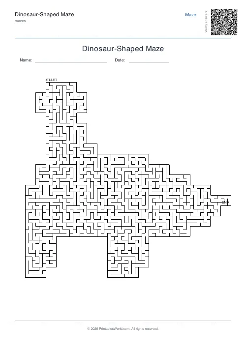 Free printable dinosaur maze — Standard — PDF download