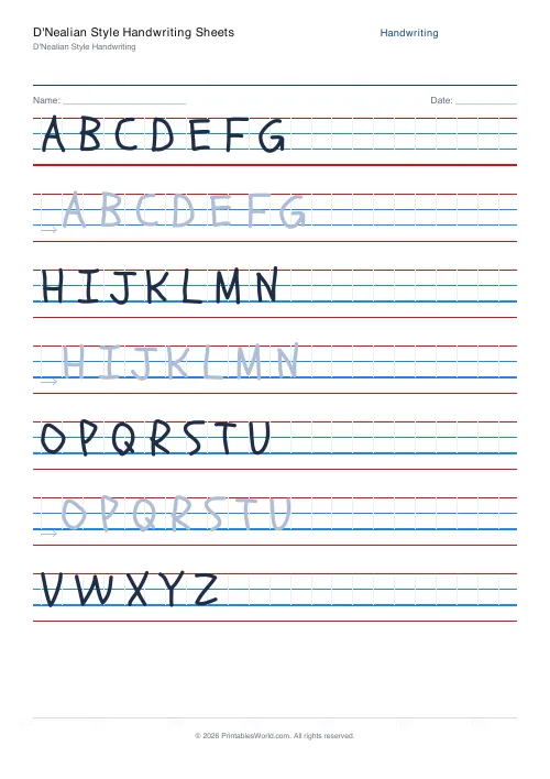 Free printable handwriting practice — Schoolbell — PDF download