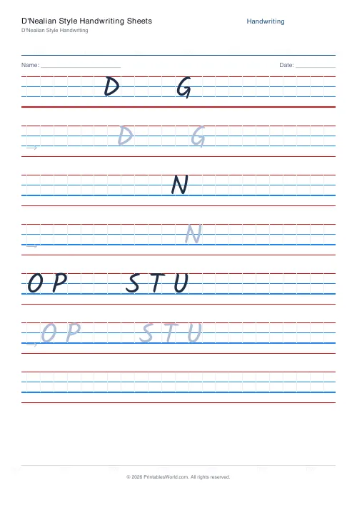 Free printable handwriting practice — Kalam — PDF download