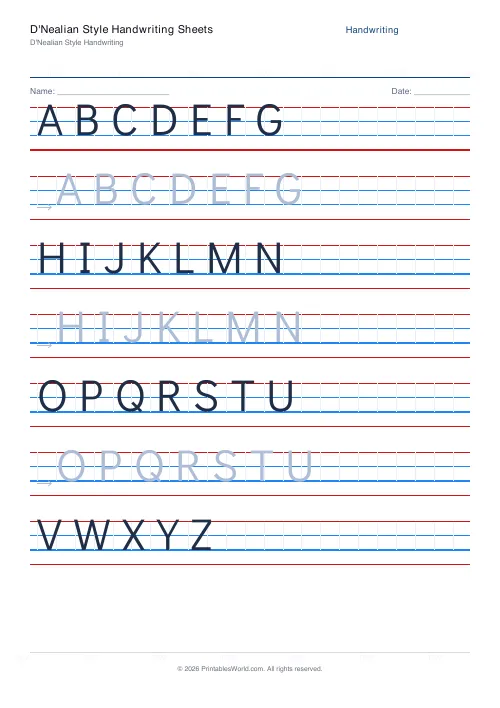 Free printable handwriting practice — Didact Gothic (print) — PDF download