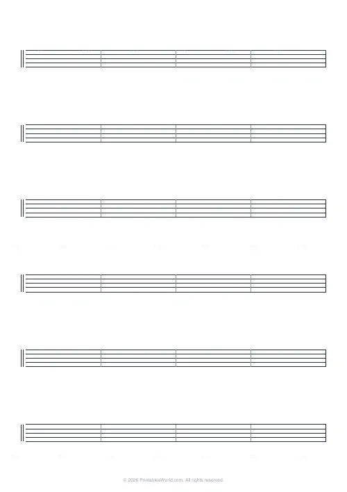 Free printable drum notation paper — 6 staves — PDF download