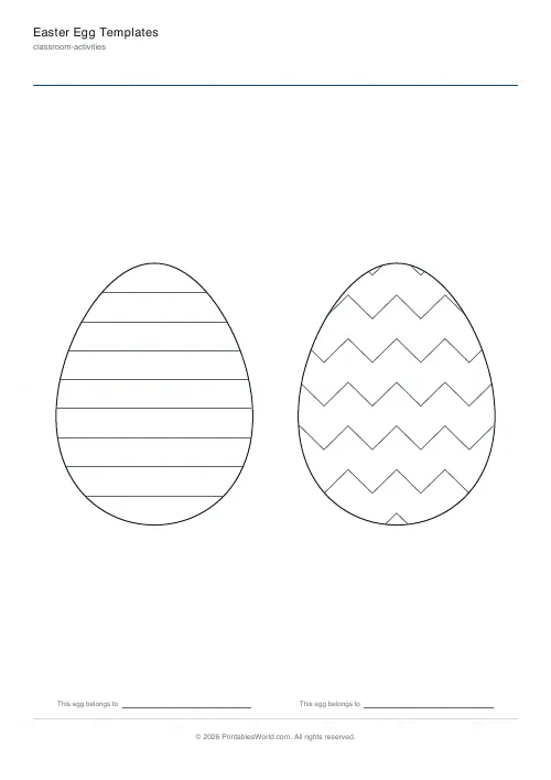 Free printable Easter egg template (Mixed patterns), PDF download