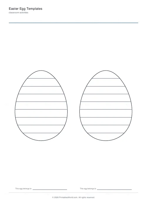 Free printable Easter egg template (Stripes), PDF download
