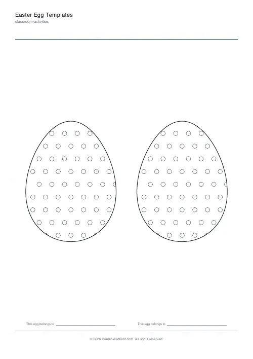 Free printable Easter egg template (Dots), PDF download