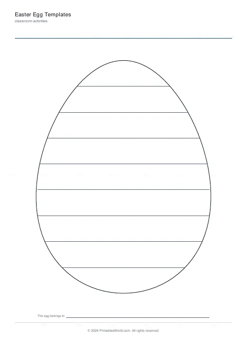 Free printable Easter egg template (1 per page), PDF download