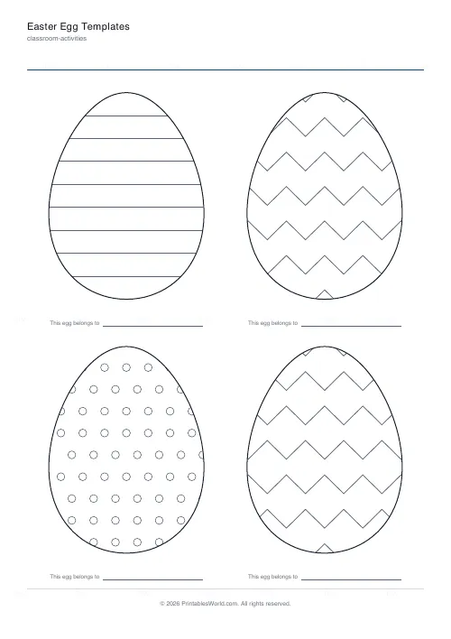 Free printable Easter egg template (4 per page), PDF download