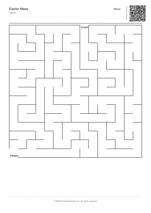 Free printable maze — Easy, with answer key — PDF download
