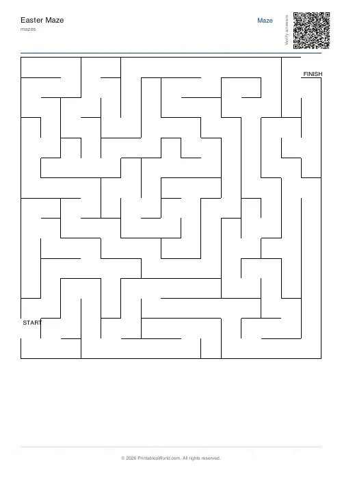 Free printable maze — Hard, with answer key — PDF download