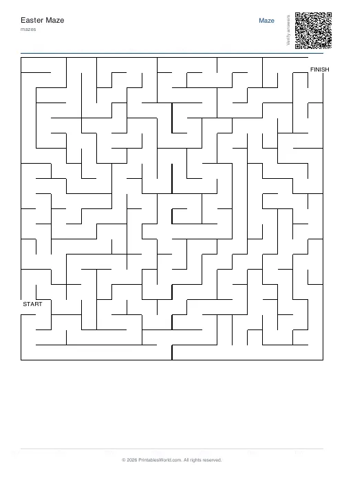 Free printable maze — 20×20 — PDF download