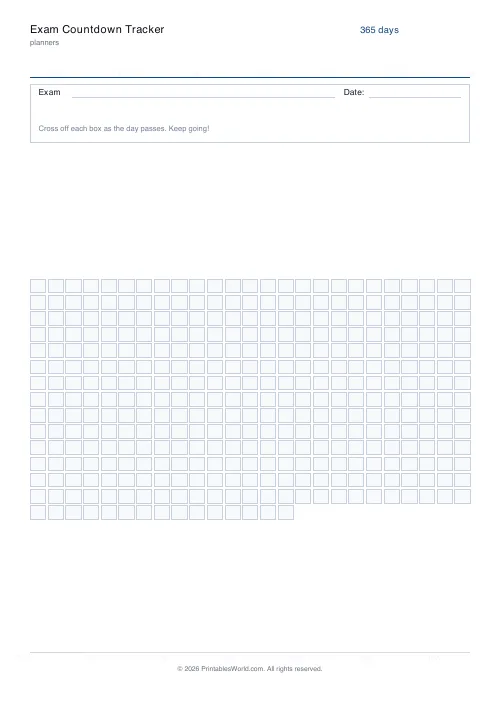 Free printable exam countdown — Full-year countdown — PDF download