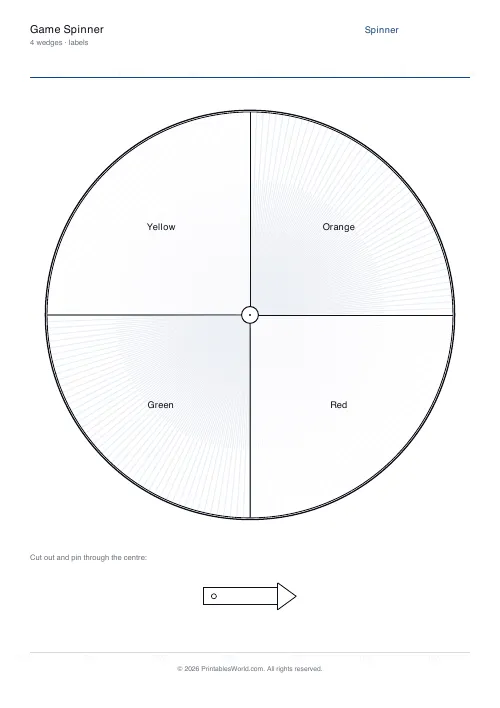 Free printable game spinner wheel — 4 — PDF download