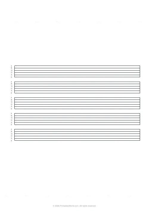 Free printable guitar tab paper — 5 systems — PDF download