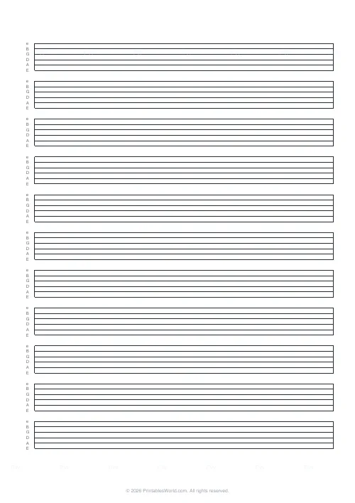Free printable guitar tab paper — 11 systems — PDF download