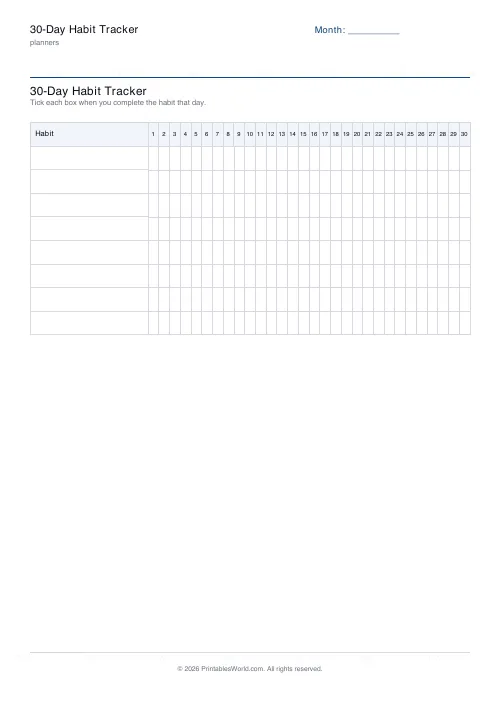 Free printable 30-day habit tracker — 8 habits — PDF download