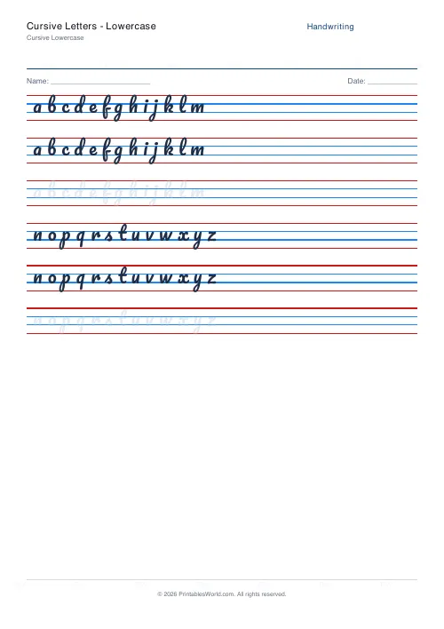 Free printable handwriting practice — Dotted trace — PDF download