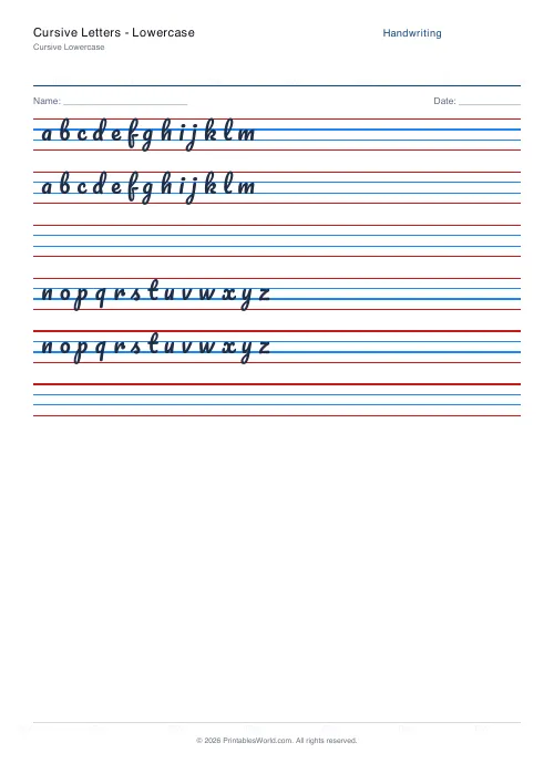 Free printable handwriting practice — Blank (copy only) — PDF download