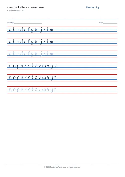 Free printable handwriting practice — Handlee — PDF download