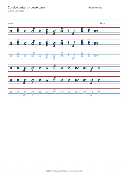 Free printable handwriting practice — Print (separate) — PDF download
