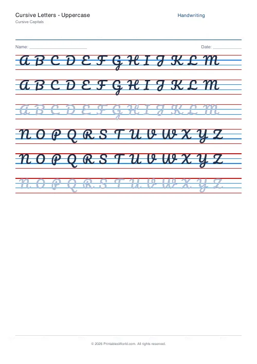 Free printable handwriting practice — Print (separate) — PDF download