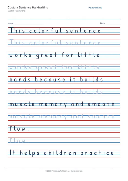 Free printable handwriting practice — Solid trace — PDF download