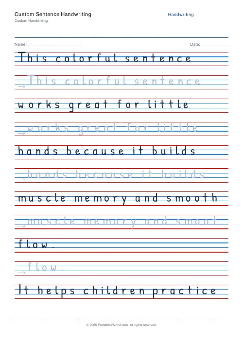 Free printable handwriting practice — Stroke arrows — PDF download