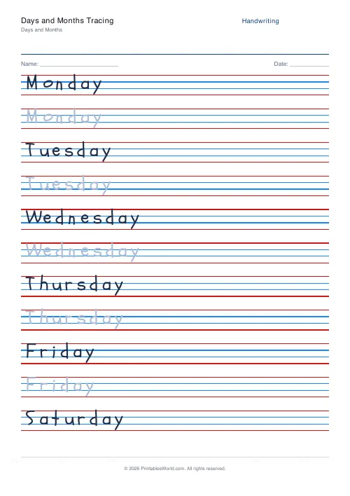 Free printable handwriting practice — Schoolbell — PDF download