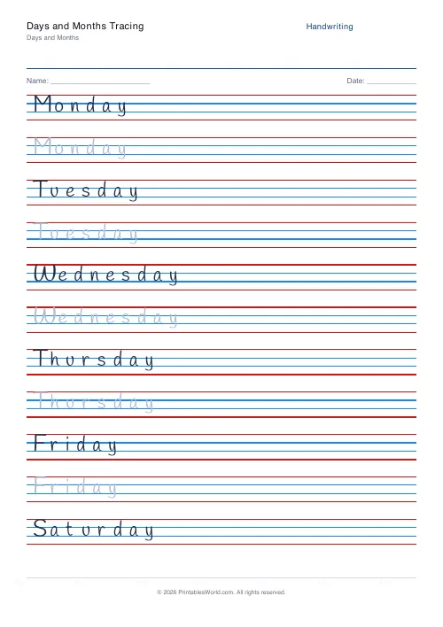 Free printable handwriting practice — Handlee — PDF download