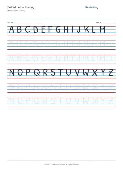 Free printable handwriting practice — Patrick Hand — PDF download