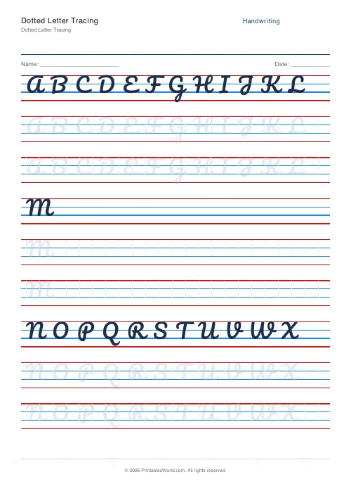 Free printable handwriting practice — Pacifico (cursive) — PDF download
