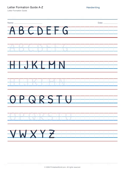 Free printable handwriting practice — Dotted trace — PDF download