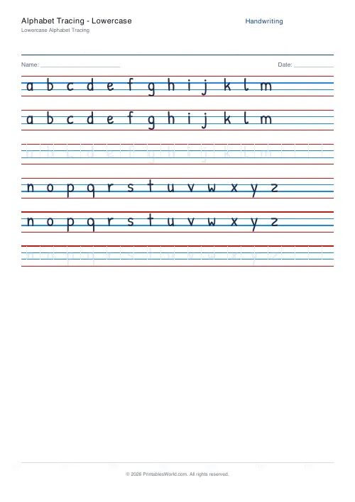 Free printable handwriting practice — Dotted trace — PDF download