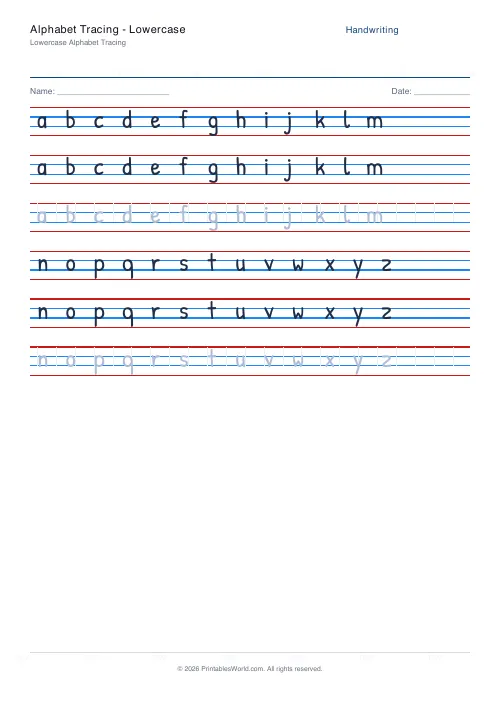 Free printable handwriting practice — Patrick Hand — PDF download