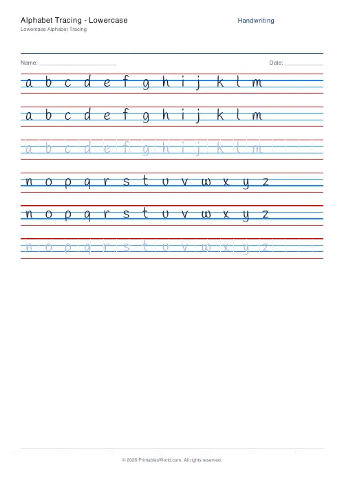 Free printable handwriting practice — Handlee — PDF download