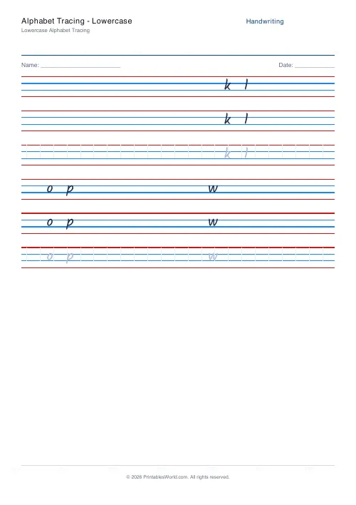 Free printable handwriting practice — Kalam — PDF download