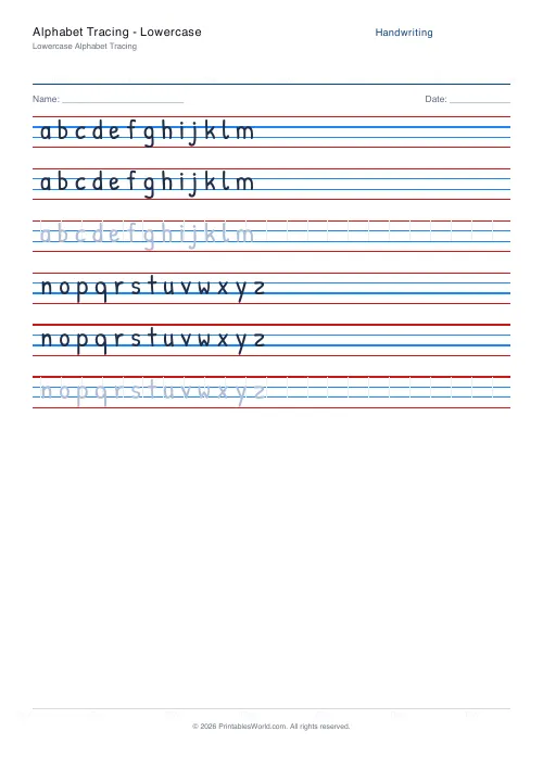 Free printable handwriting practice — Cursive (joined) — PDF download