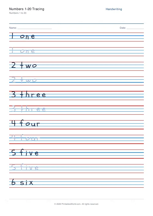 Free printable handwriting practice — Schoolbell — PDF download