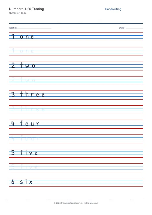 Free printable handwriting practice — Dotted trace — PDF download