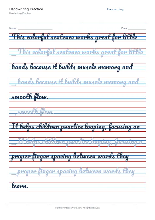 Free printable handwriting practice — Stroke arrows — PDF download