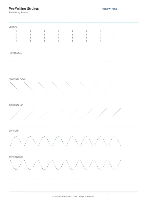 Free printable pre-writing strokes — All strokes — PDF download