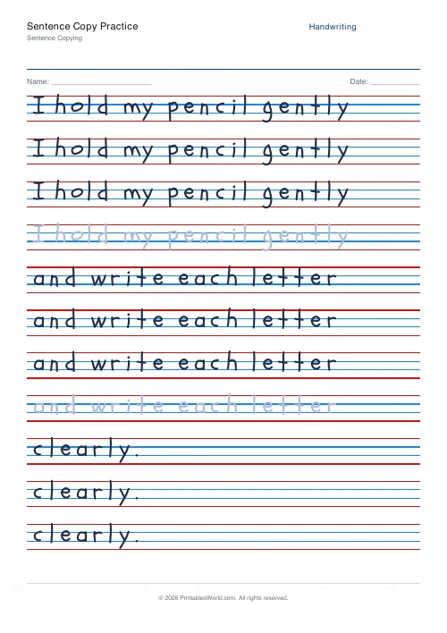 Free printable handwriting practice — Schoolbell — PDF download