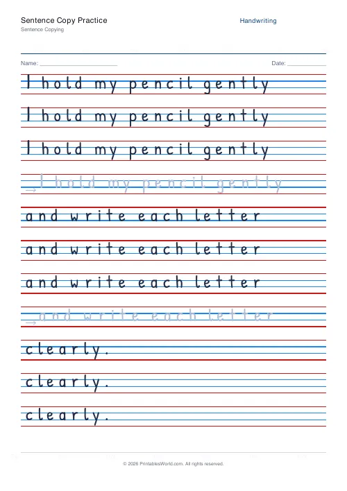 Free printable handwriting practice — Stroke arrows — PDF download