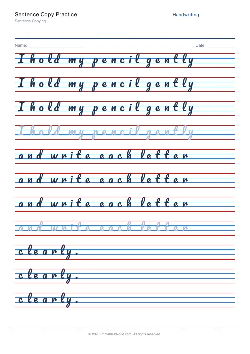 Free printable handwriting practice — Pacifico (cursive) — PDF download