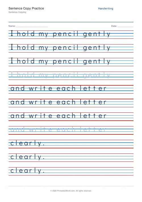 Free printable handwriting practice — Didact Gothic (print) — PDF download