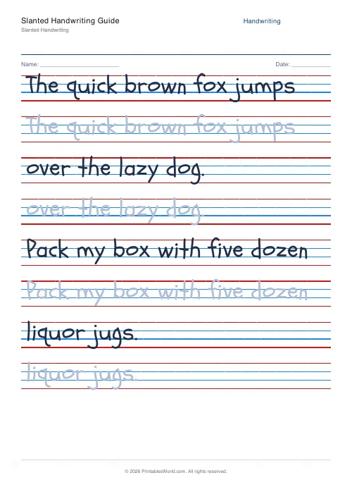 Free printable handwriting practice — Schoolbell — PDF download