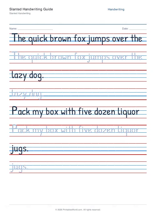 Free printable handwriting practice — Patrick Hand — PDF download