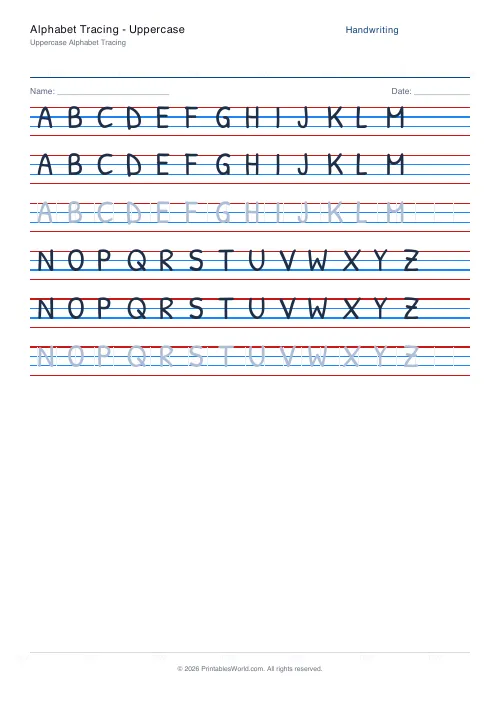 Free printable handwriting practice — Print (separate) — PDF download