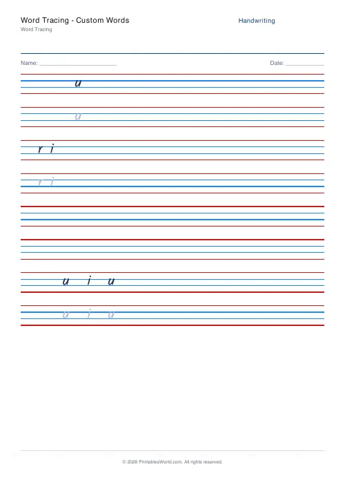 Free printable handwriting practice — Kalam — PDF download