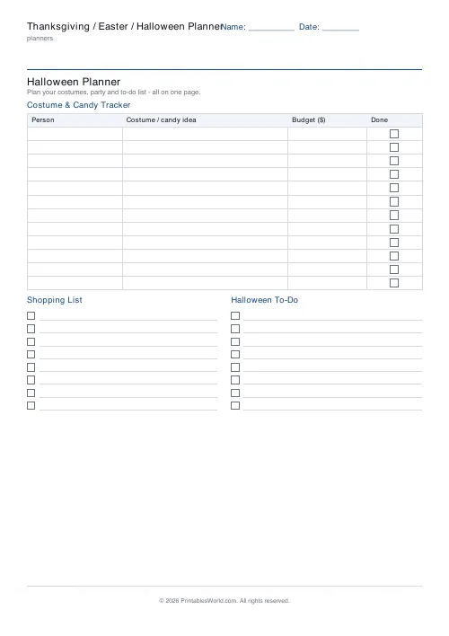 Free printable holiday planner pack — Halloween — PDF download