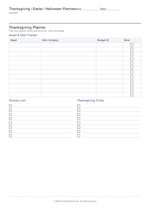 Free printable holiday planner pack — £ GBP — PDF download