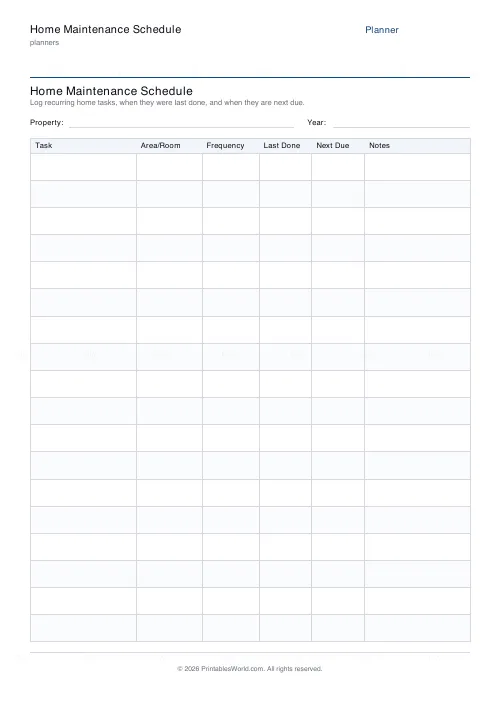 Free printable home maintenance schedule — PDF download